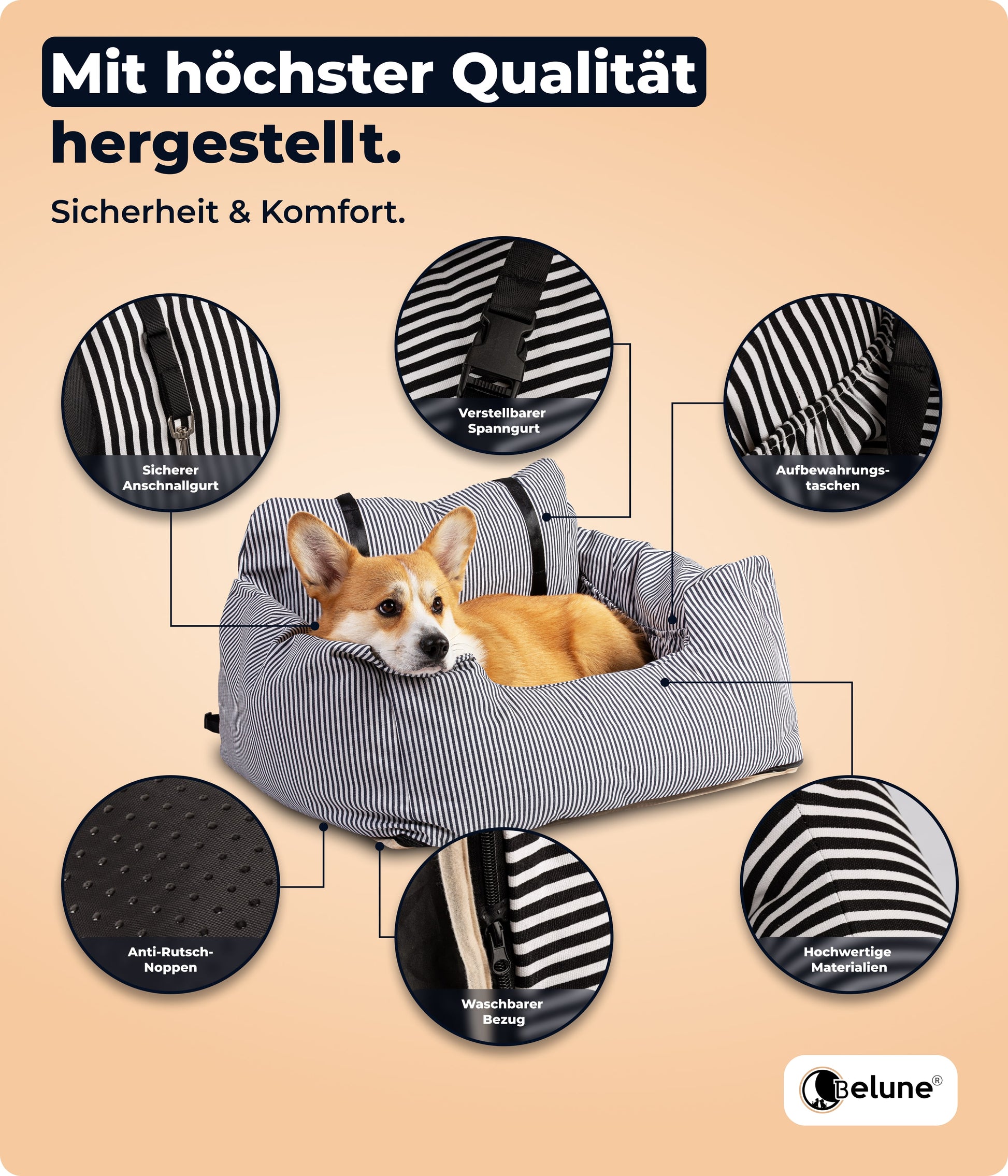 Hunde Autositz inkl. Anschnallgurt – Hundewelt24