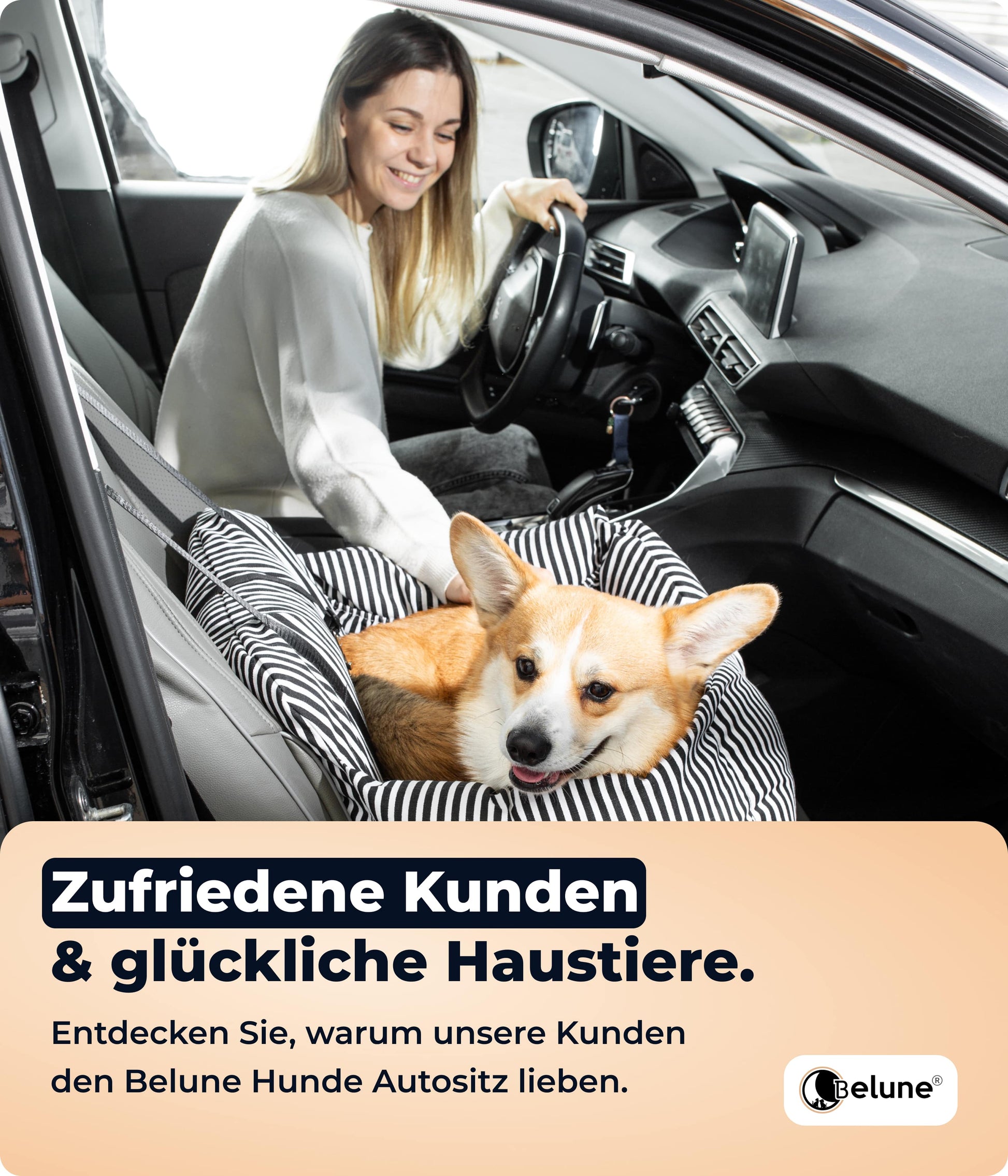 49x49cm) Auto Hundesitz + Sicherheitsgurt Schwarz